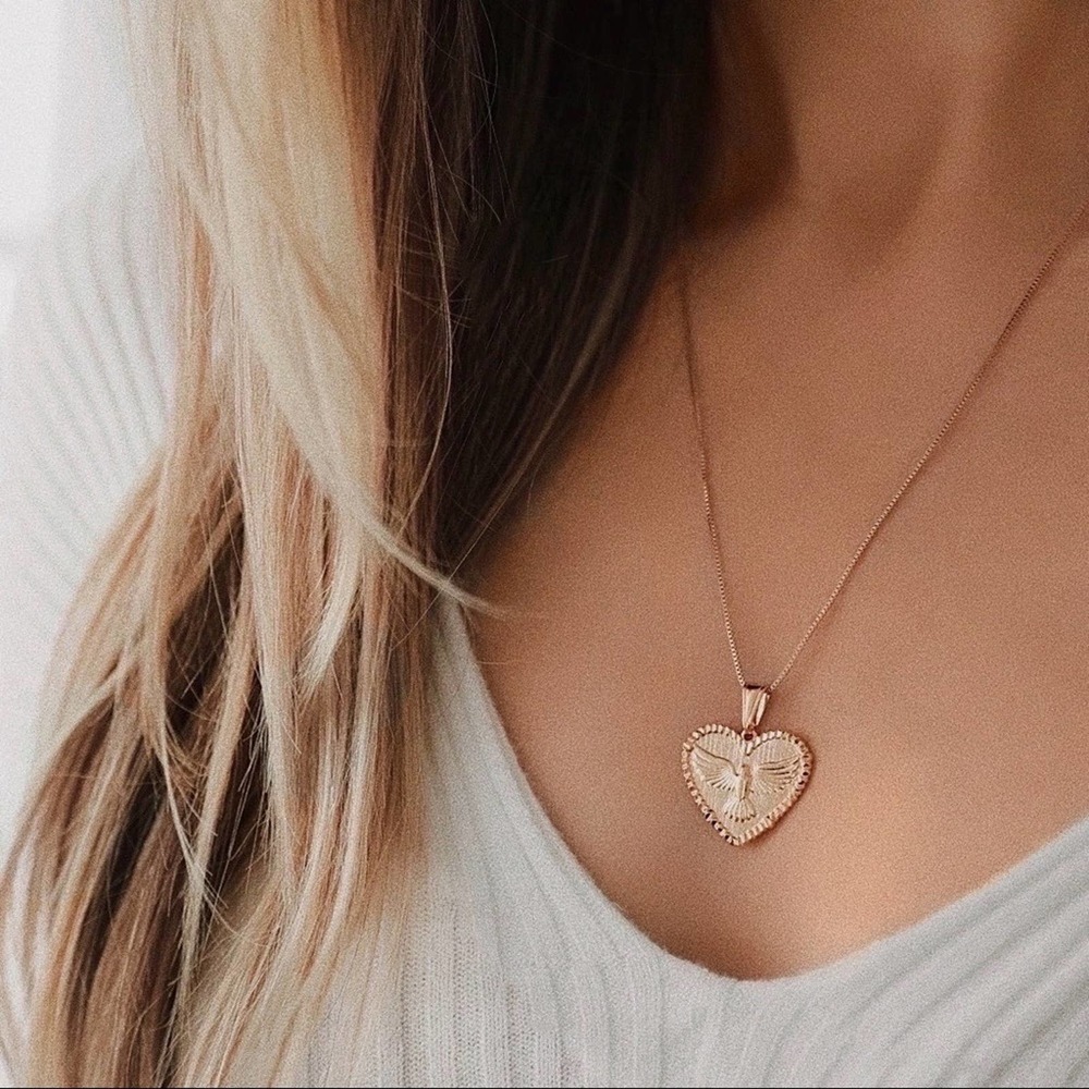 Dove Heart Necklace | 18k Gold Filled - Picture 5 of 8